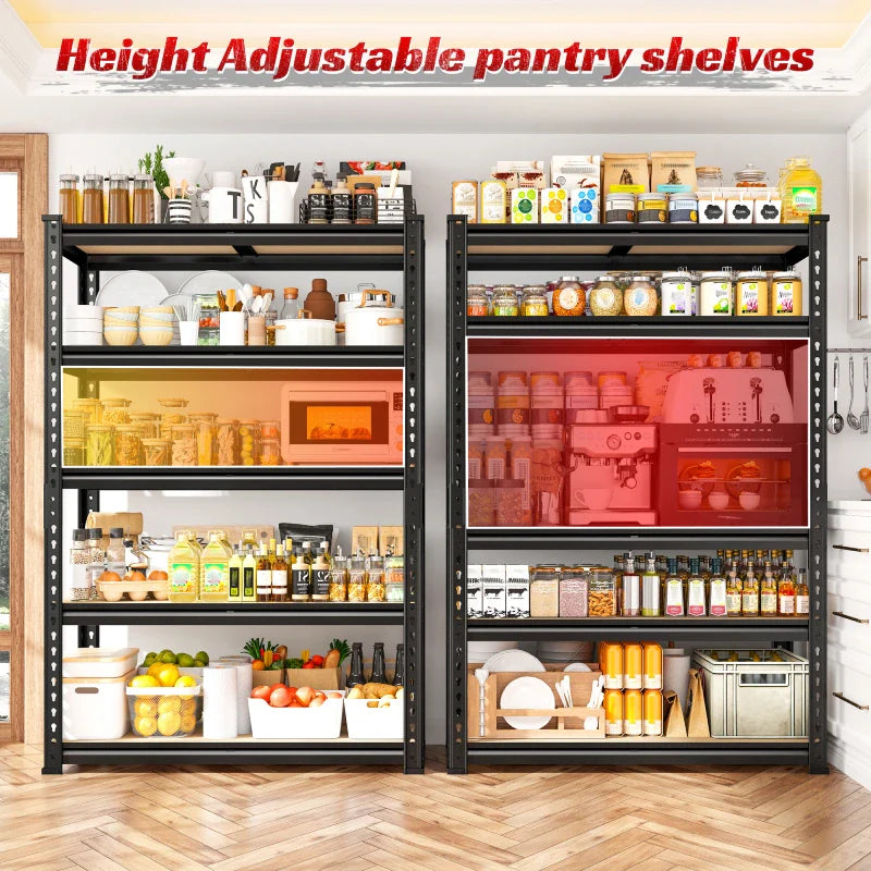 Set of 2 Garage Storage Shelves, 27.6”W Metal Shelves Adjustable, 2000LBS Storage Rack for Pantry Kitchen Commercial