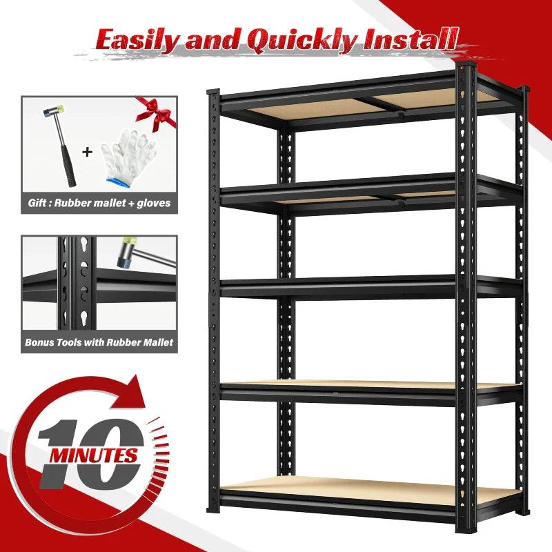 Set of 2 Garage Storage Shelves, 27.6”W Metal Shelves Adjustable, 2000LBS Storage Rack for Pantry Kitchen Commercial