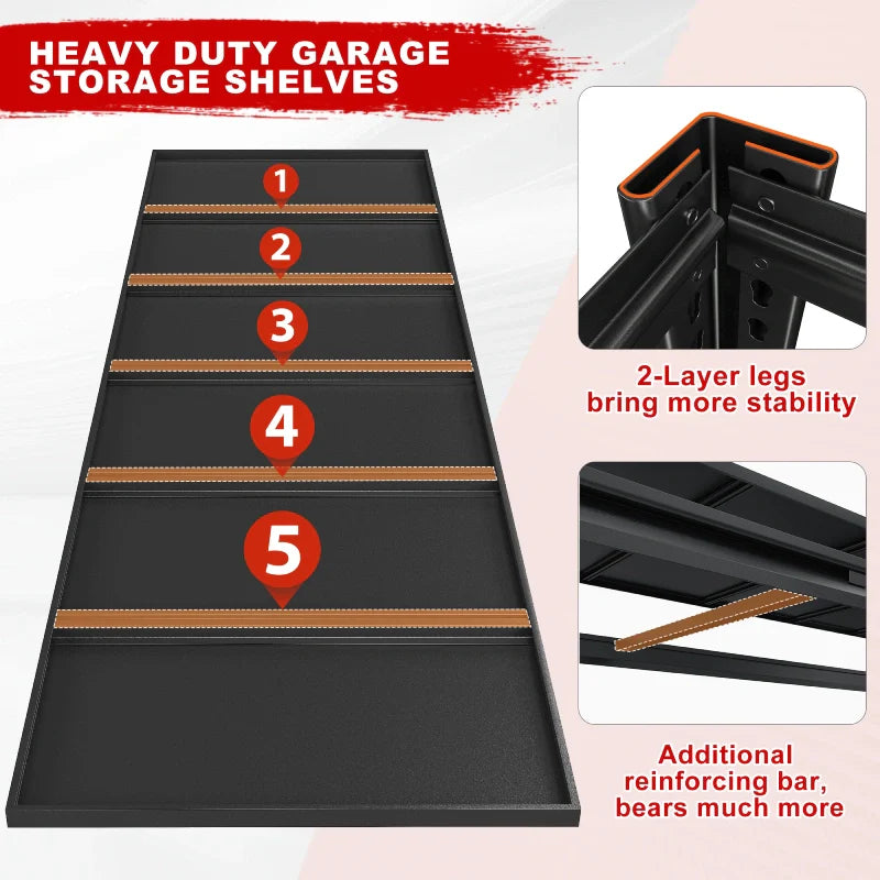 84"H 3600LBS Heavy Duty Industrial Garage Shelving,6-Tier Adjustable Easy Installation Storage Shelving Units For Basement&Warehouse