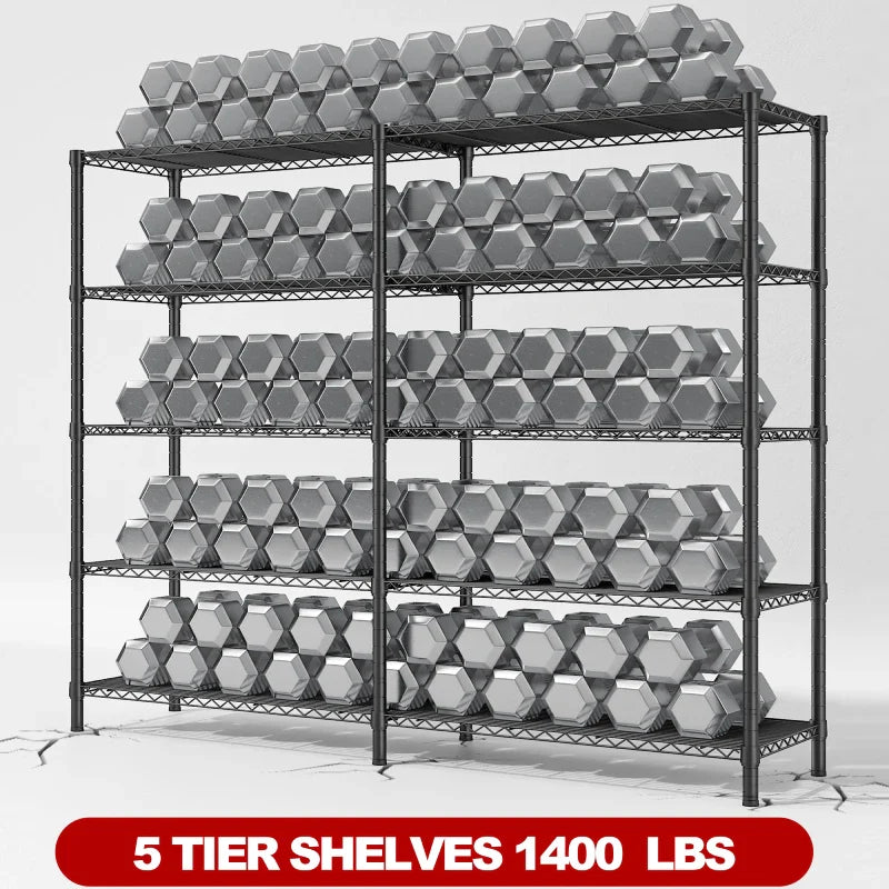 58"W Metal Shelving Units, 59"H 1400 Lbs Wire Shelving for Pantry Kitchen
