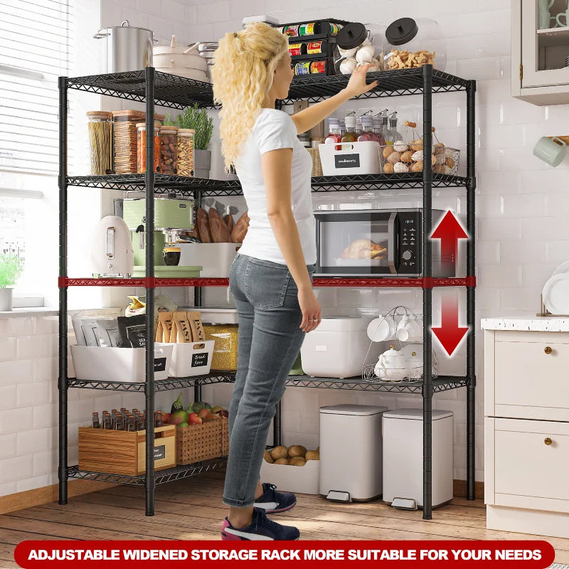 58"W Metal Shelving Units, 59"H 1400 Lbs Wire Shelving for Pantry Kitchen