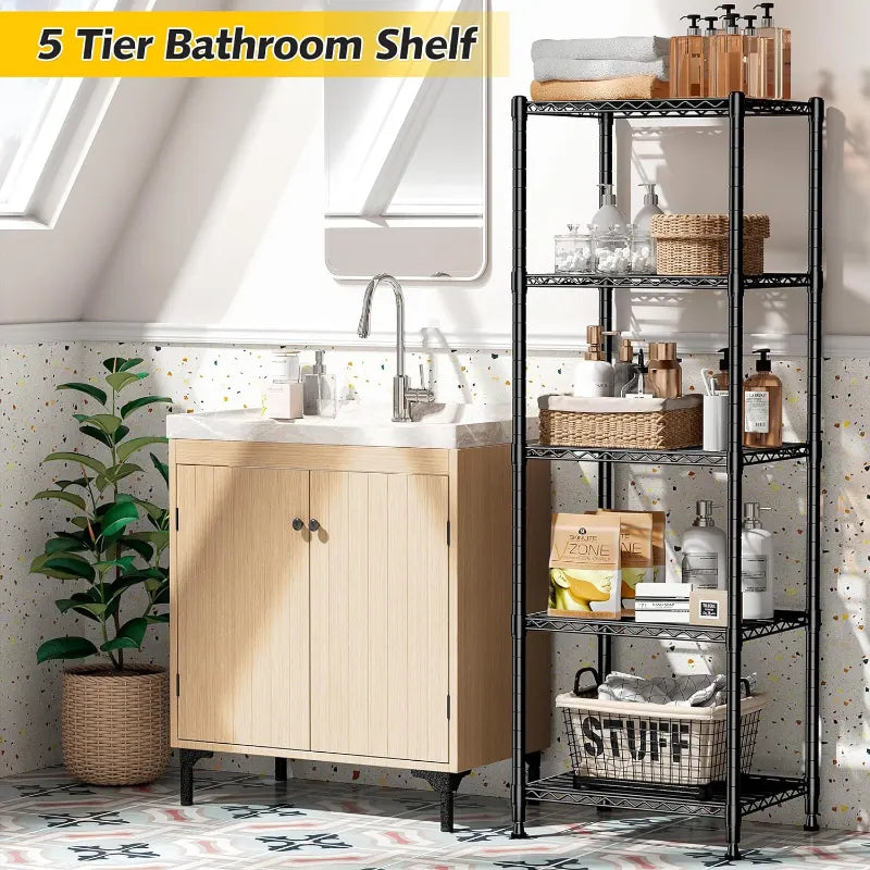 12''W Wire Shelving Units, Set of 2 Metal Shelf, Narrow Metal Shelf, Adjusable Wire Storage Shelves for Pantry Kitchen Dorm