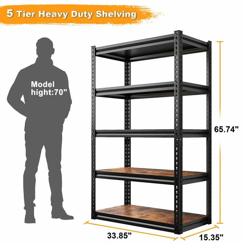 Heavy Duty Storage Shelving 5 Tiers Garage Shelves Load 2500LBS