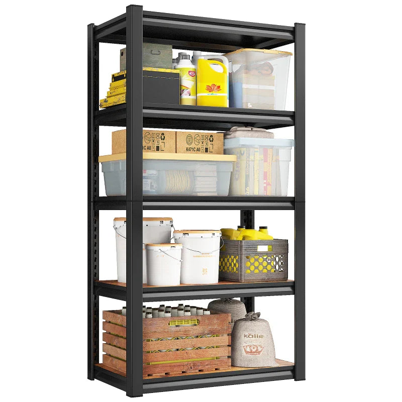 5 Tier Laminated Metal Shelving Unit Adjustable Storage Utility Rack Heavy Duty Shelves for Kitchen Garage Pantry
