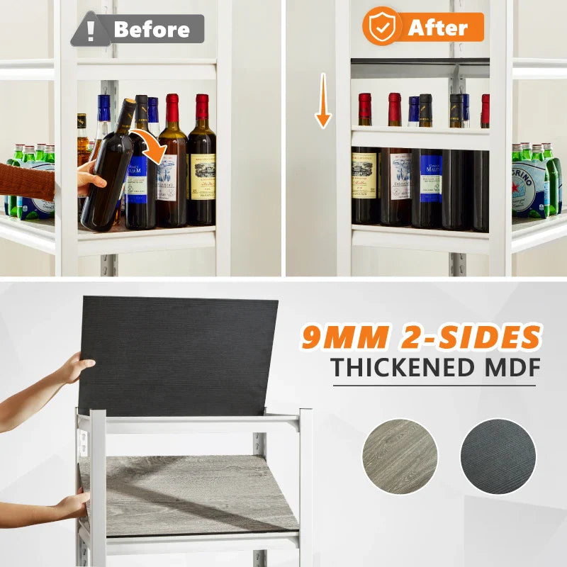 5 Tier Laminated Metal Shelving Unit Adjustable Storage Utility Rack Heavy Duty Shelves for Kitchen Garage Pantry
