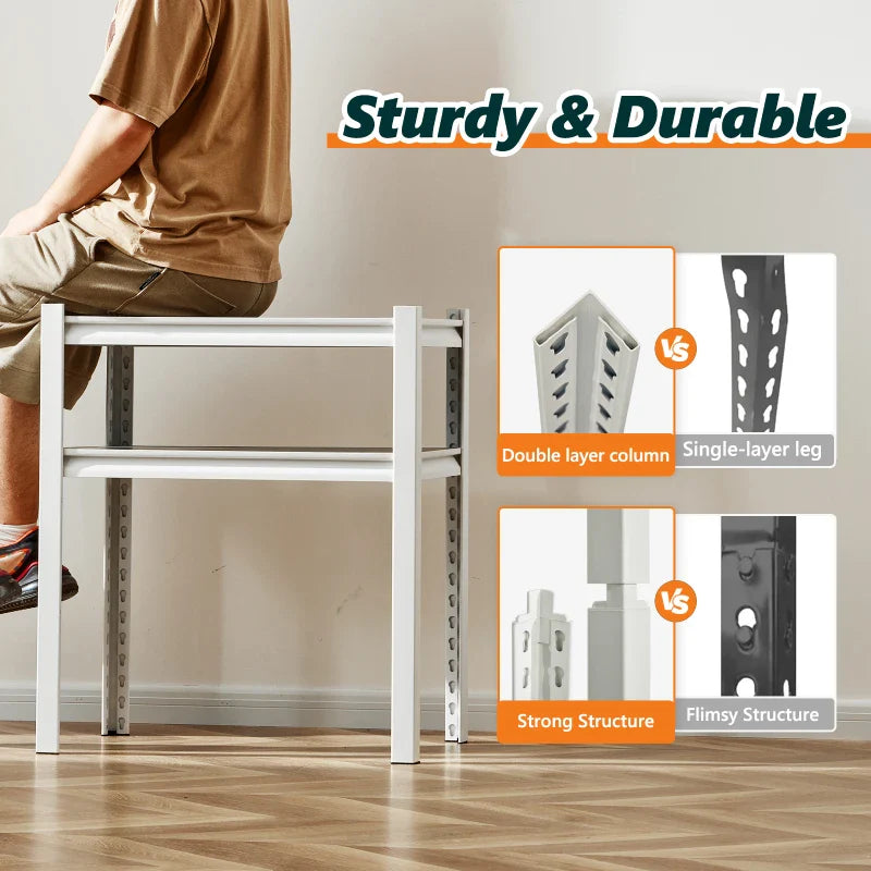 5 Tier Laminated Metal Shelving Unit Adjustable Storage Utility Rack Heavy Duty Shelves for Kitchen Garage Pantry
