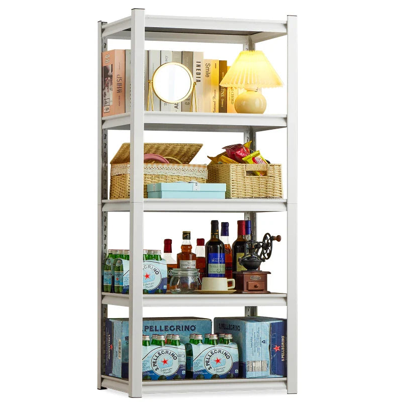 5 Tier Laminated Metal Shelving Unit Adjustable Storage Utility Rack Heavy Duty Shelves for Kitchen Garage Pantry