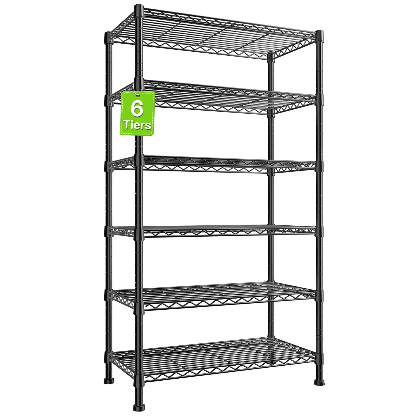 6-Tier Wire Shelving Units, 1000lbs Metal Wire Rack, Adjustable Pantry Shelf, Outdoor Metal Shelves