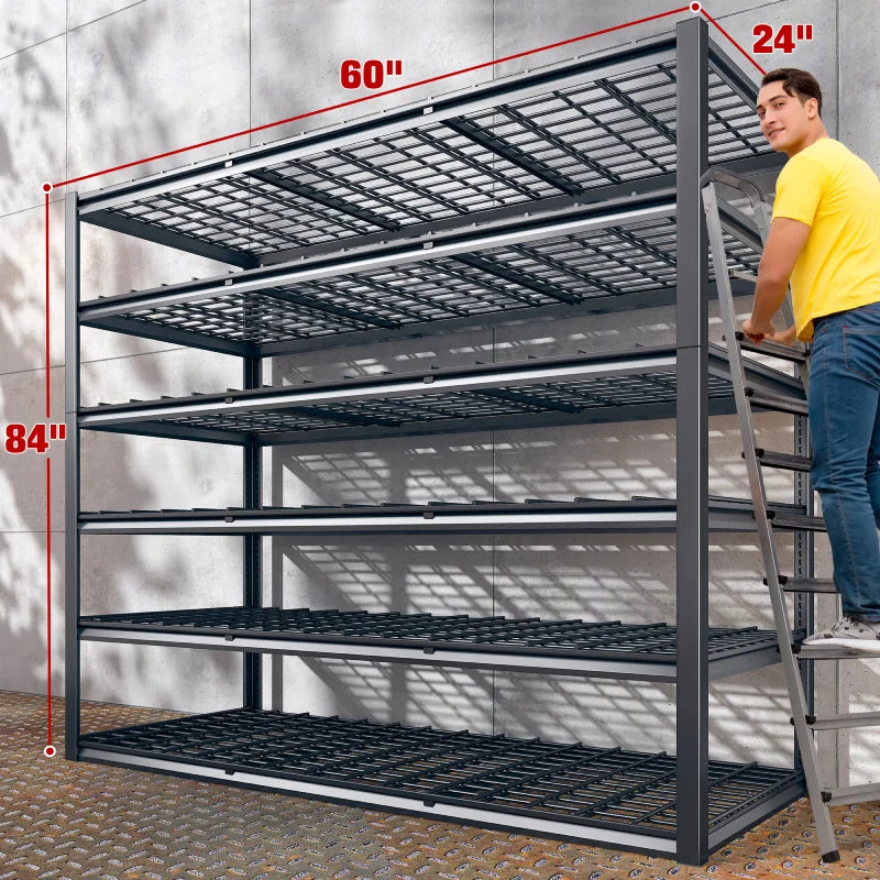 2 PCS 84"H Garage Shelving 3000LBS Industrial Shelving Units 6-tierAdjustable Storage Shelves for Basement, Garage, Warehouse