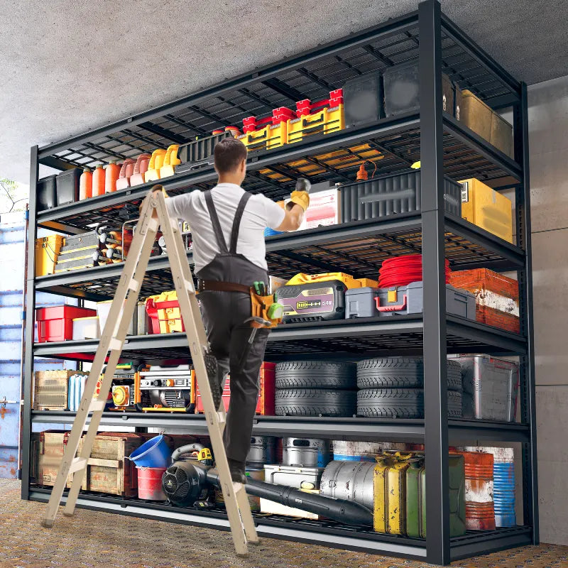 2 PCS 84"H Garage Shelving 3000LBS Industrial Shelving Units 6-tierAdjustable Storage Shelves for Basement, Garage, Warehouse