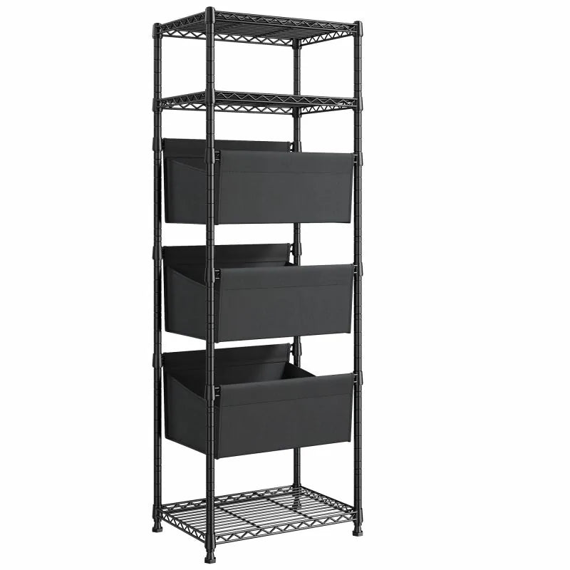 18" W Shelving with Baskets for storage, 6 Tier Wire Shelves