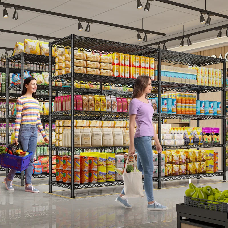 72.8” W Metal Shelving Units, Adjustable Wire Shelves for Storage, 5-Wire Shelving Rack for Pantry Kitchen Supermarket