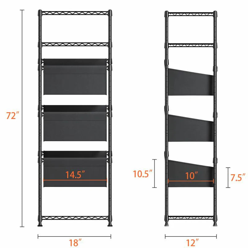 18" W Shelving with Baskets for storage, 6 Tier Wire Shelves