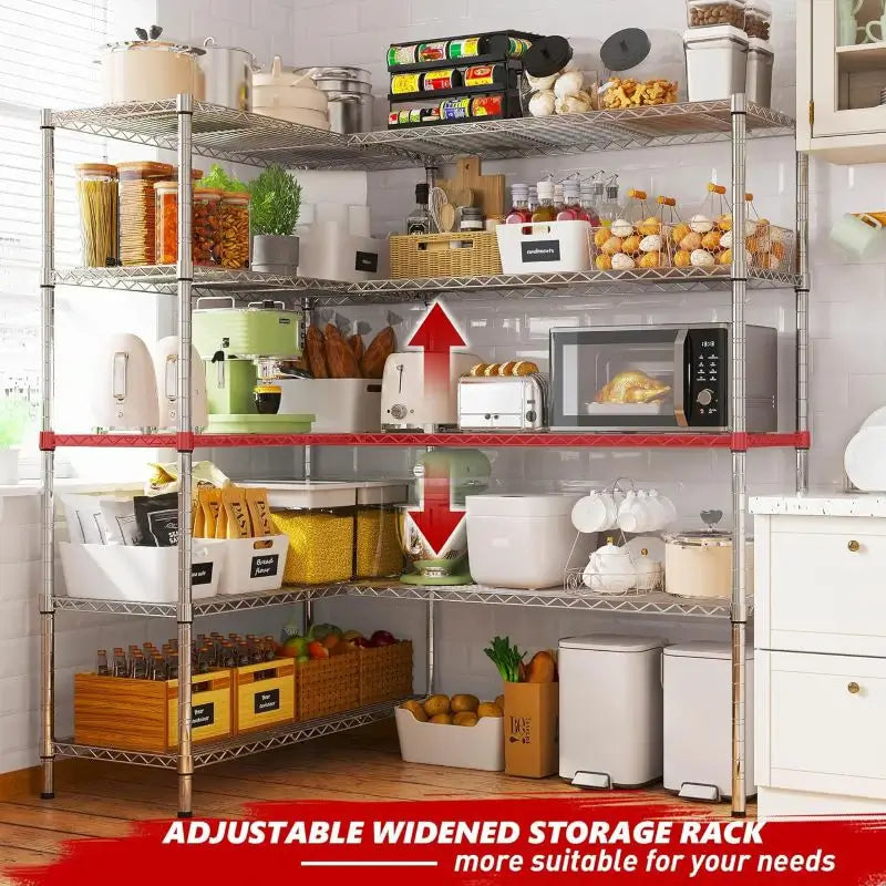 58" W Storage Shelves Wire Shelving Unit 1400LB Metal Shelves,Chrome