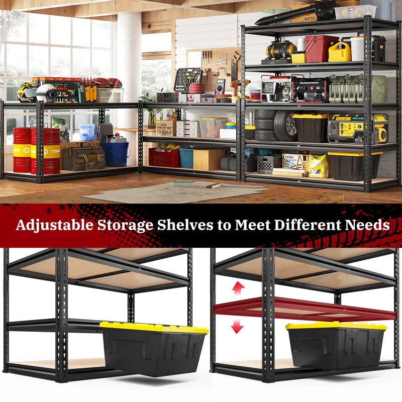 2-Pack 40"W Garage Storage Shelves, 2500lbs Heavy Duty Steel Shelving, Adjustable Storage Rack for Basement Commercial