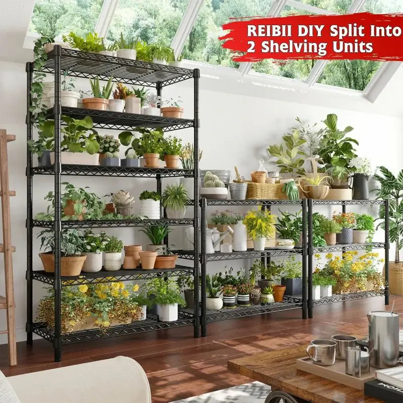 35.5"W Wire Storage Shelves, 6-Tier Adjustable Outdoor Metal Shelves for Kitchen Pantry Basement
