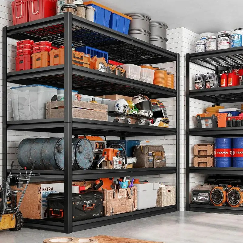 2 Packs 3000LBS Garage Shelving 5 Tier Rust-Proof Adjustable Industrial Shelving Metal Storage Shelves Easy Assembly 10 Minutes