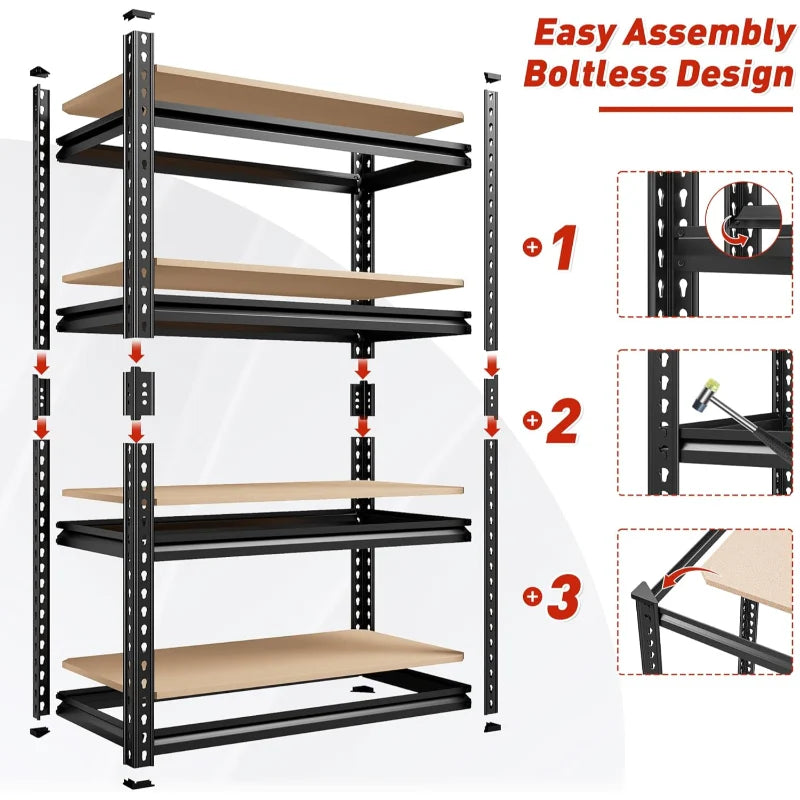 24''W Storage Shelves 1600lbs, 4-Tier Adjustable Metal Shelving, Sturdy Stoarge Rack for Garage Kitchen Basement