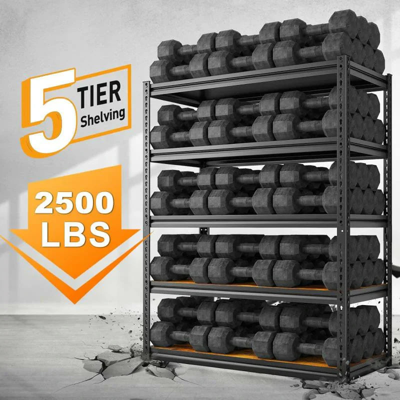 Heavy Duty Storage Shelving 5 Tiers Garage Shelves Load 2500LBS