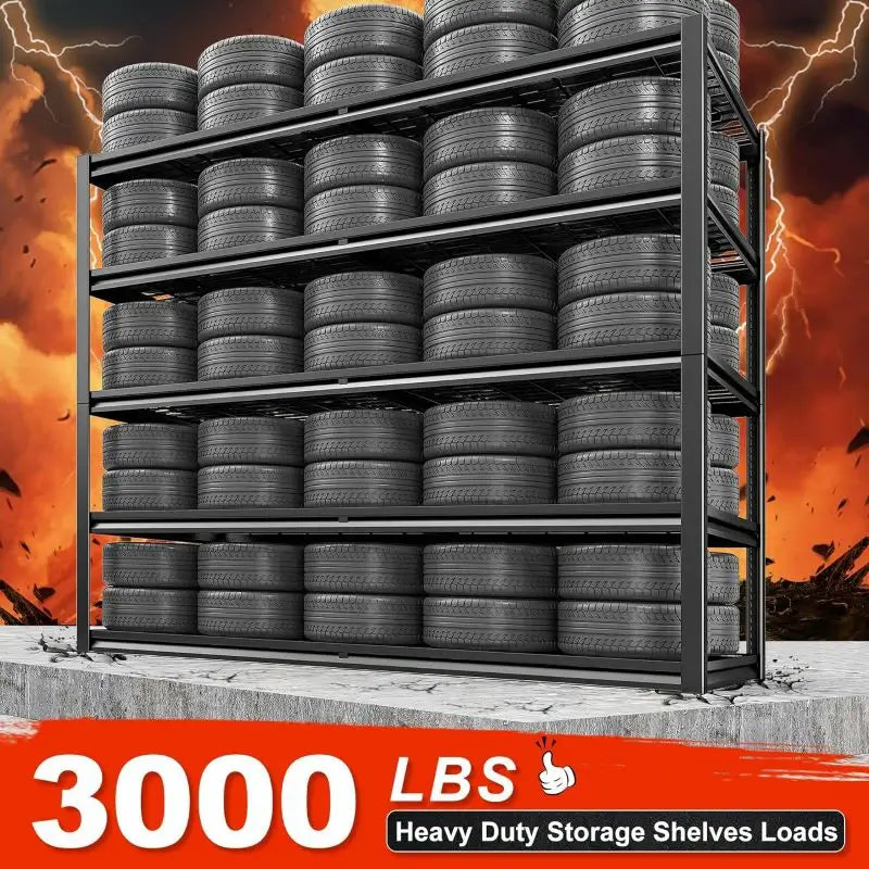 2 Packs 3000LBS Garage Shelving 5 Tier Rust-Proof Adjustable Industrial Shelving Metal Storage Shelves Easy Assembly 10 Minutes