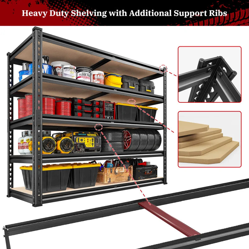 2-Pack 40"W Garage Storage Shelves, 2500lbs Heavy Duty Steel Shelving, Adjustable Storage Rack for Basement Commercial