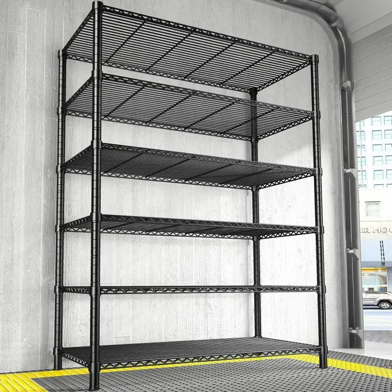 35.5"W Wire Storage Shelves, 6-Tier Adjustable Outdoor Metal Shelves for Kitchen Pantry Basement