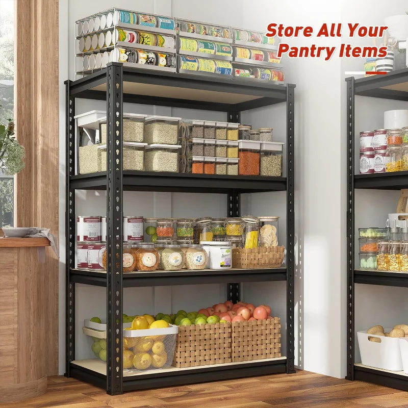 24''W Storage Shelves 1600lbs, 4-Tier Adjustable Metal Shelving, Sturdy Stoarge Rack for Garage Kitchen Basement