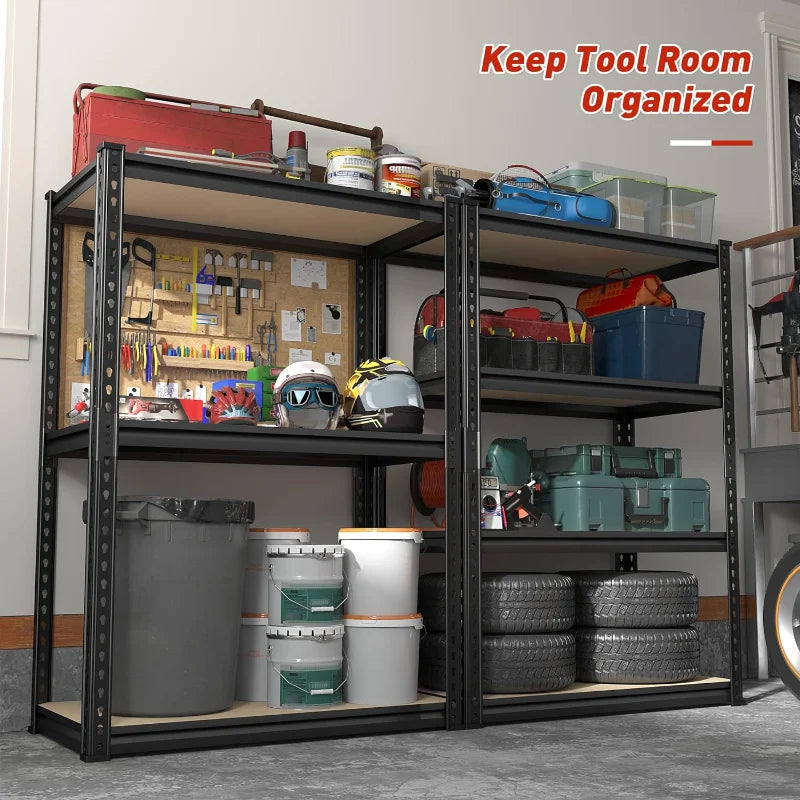 24''W Storage Shelves 1600lbs, 4-Tier Adjustable Metal Shelving, Sturdy Stoarge Rack for Garage Kitchen Basement