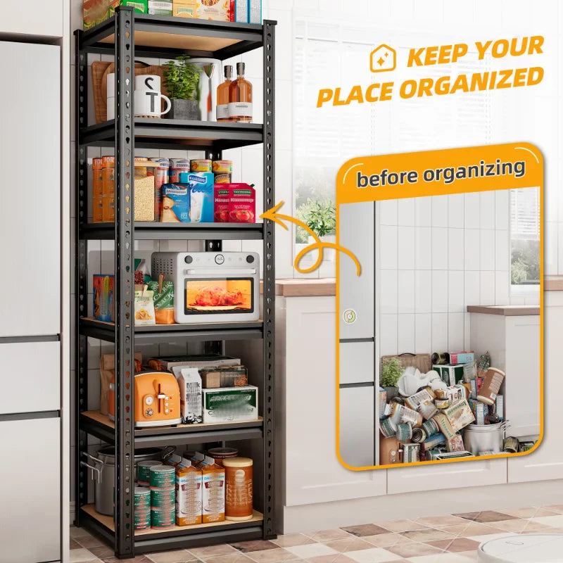 16"W Corner Shelves, 6-Tier Adjustable Storage Shelving Units, 2250lbs Corner Shelf for Living Room Pantry Dorm