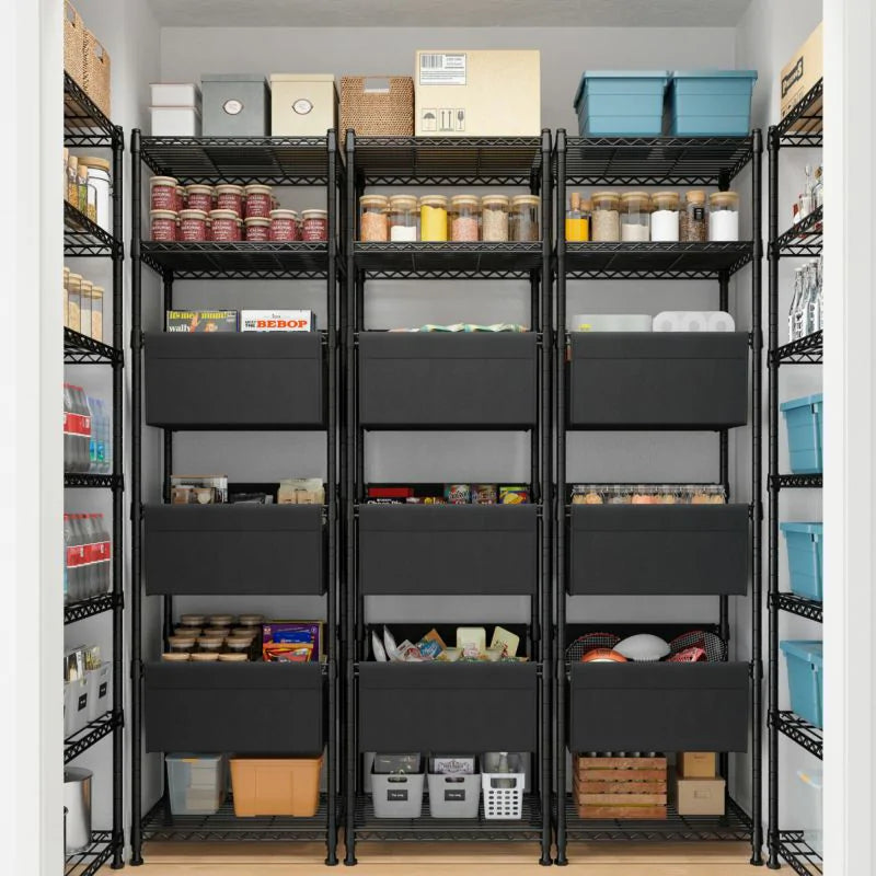 18" W Shelving with Baskets for storage, 6 Tier Wire Shelves