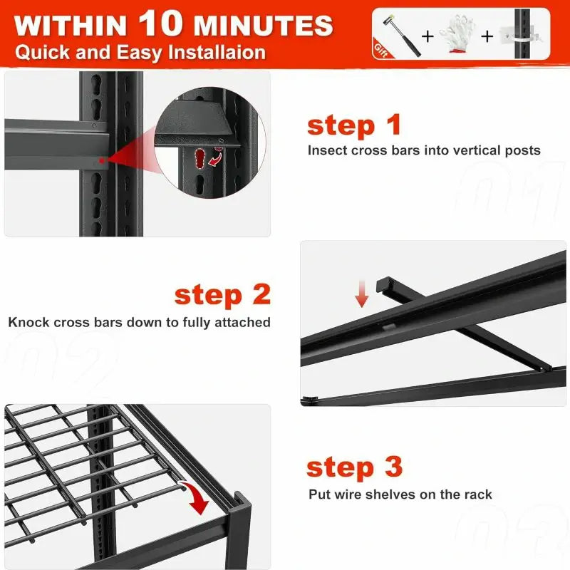 2 Packs 3000LBS Garage Shelving 5 Tier Rust-Proof Adjustable Industrial Shelving Metal Storage Shelves Easy Assembly 10 Minutes
