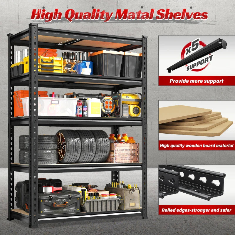 Set of 2 Garage Storage Shelves, 27.6”W Metal Shelves Adjustable, 2000LBS Storage Rack for Pantry Kitchen Commercial