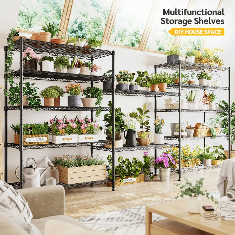 35.4"W Wire Shelving Units, 6-Tier Adjustable, Metal Wire Shelves for Pantry Kitchen Commercial 1200lbs Total Capacity