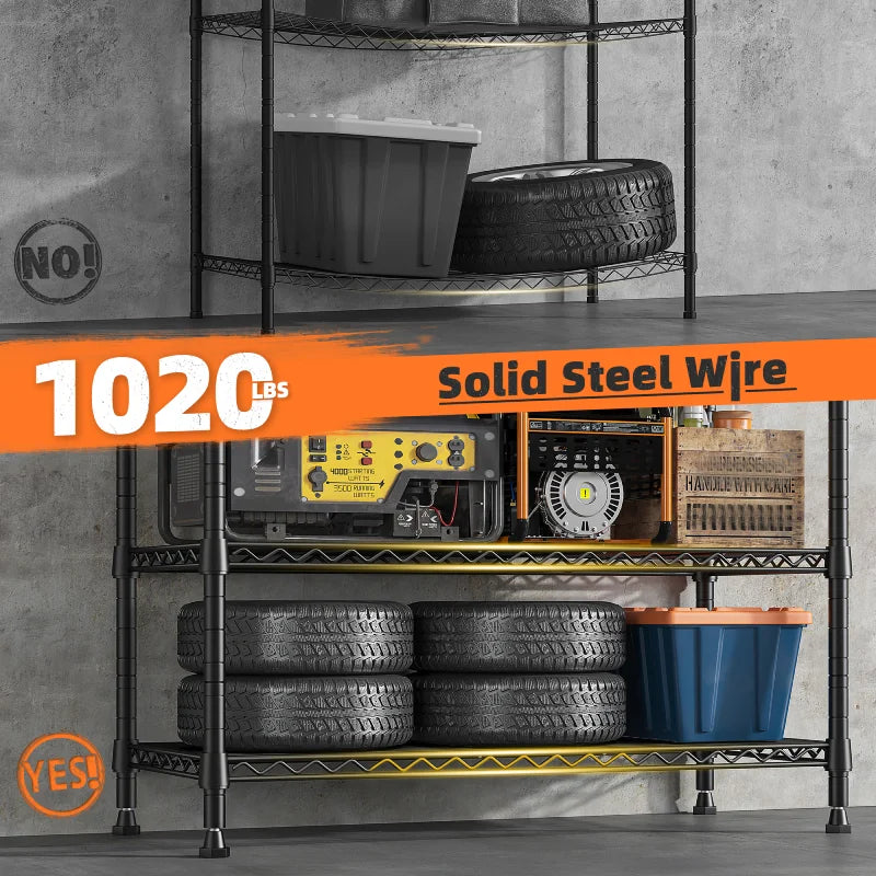 29"W Wire Shelving Units, 5-Tier Adjusatble, 1020lbs Metal Wire Rack for Pantry Kitchen Commercial