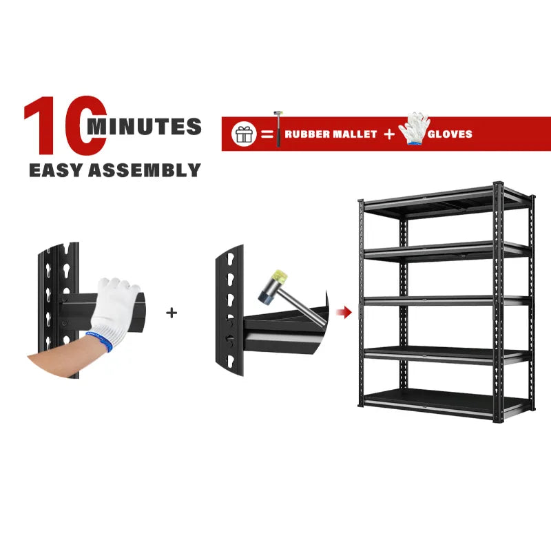 3000 LBS 5 Tiers Heavy Duty Storage Shelves Adjustable Metal Shelving for Garage, Pantry, Kitchen and Basement