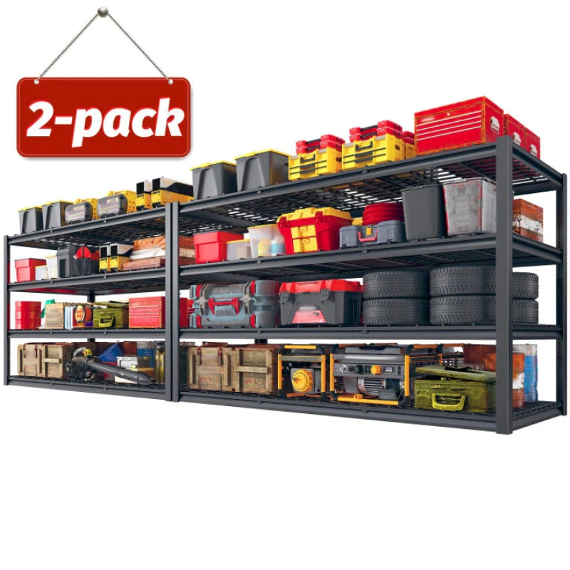 2-Pack 60" W Industrial Steel Shelving Heavy Duty Adjustable Garage Shelves for Warehouse, Garage, Basement
