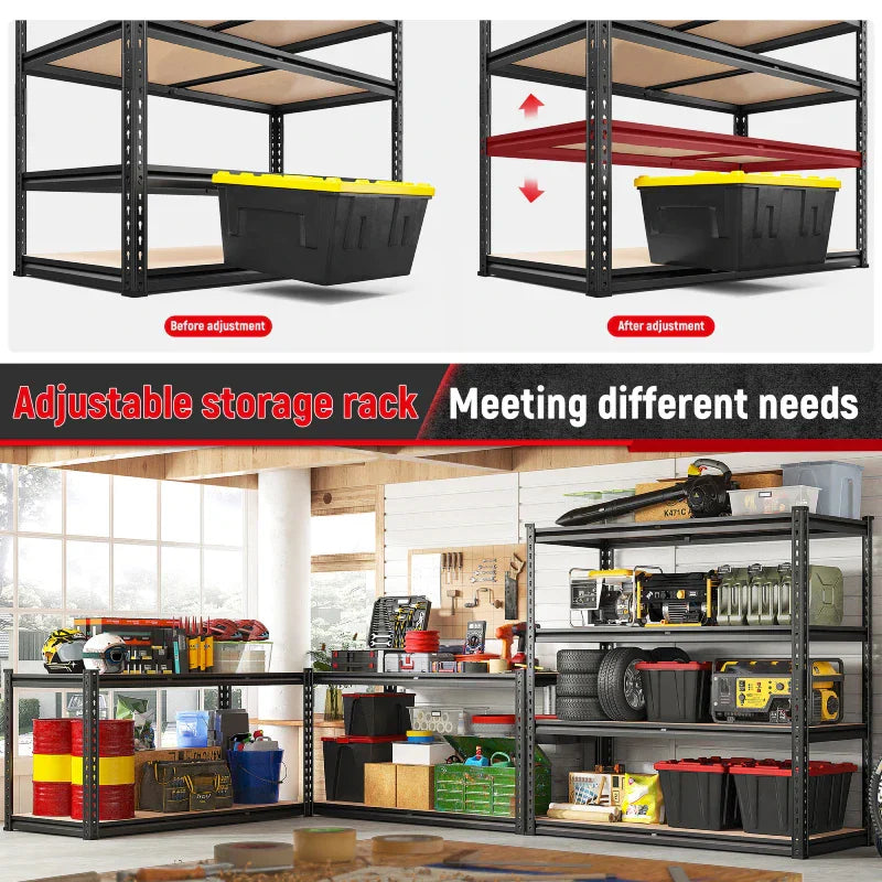 2-Pack 40"W Garage Storage Shelves, 2500lbs Heavy Duty Steel Shelving, Adjustable Storage Rack for Basement Commercial