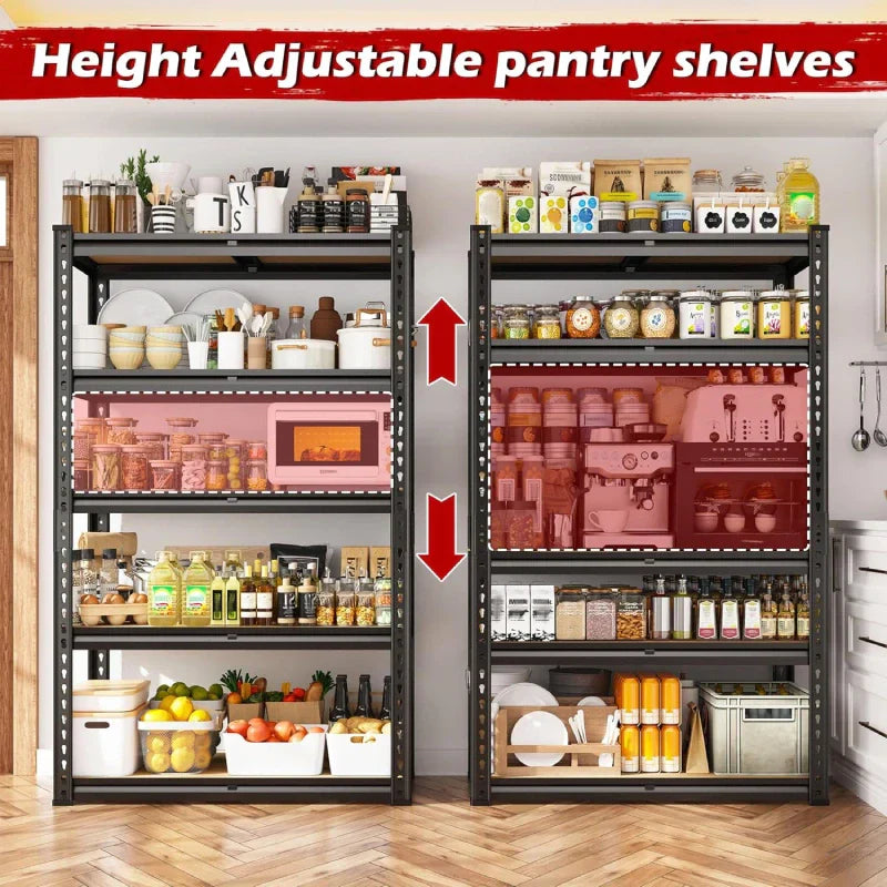 5-Tier Boltless Shelving Units, 2020 lbs Adjustable Steel Garage Shelving Racks for Basement Kitchen Closet
