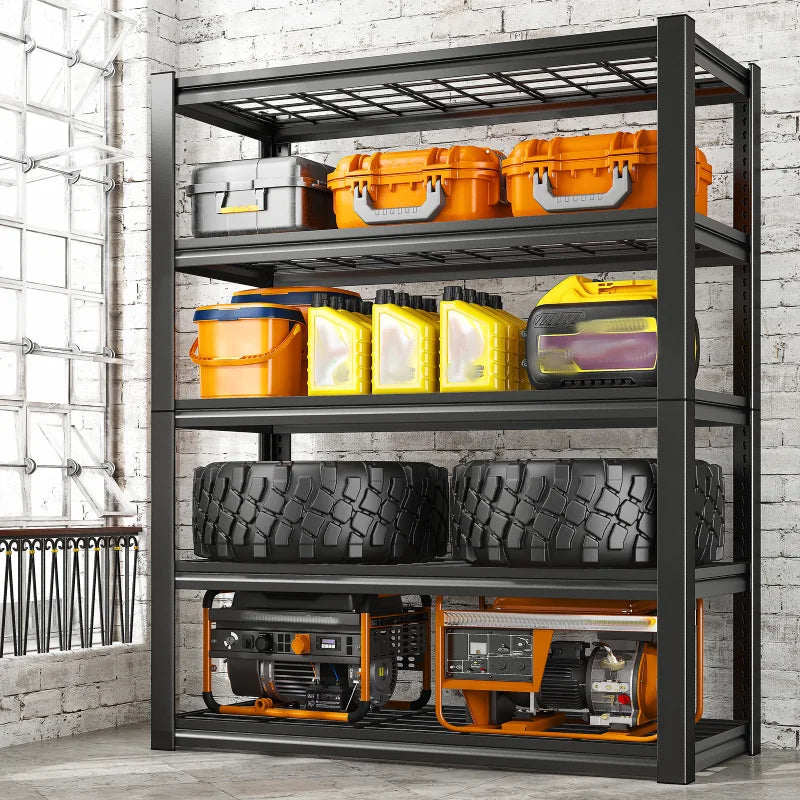 72"H 5-Tier Storage Shelves for Basement 2550LBS Adjustable Shelving for Garage Warehouse Pantry