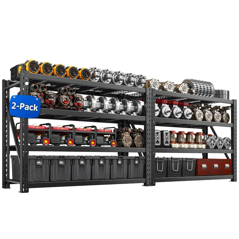 60"W 11000LBS Ultra Heavy-Duty Garage Shelving 72" H Industrial Shelving Adjustable 4-Tier Metal Garage Shelving Unit for Warehouse, Commercial, Shop, Basement