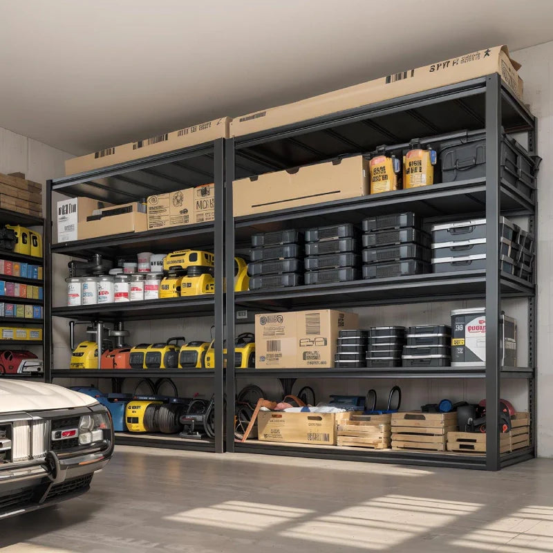 2 Packs 72.2"H Garage Storage Shelves 3000LBS Heavy Duty Rack, Industrial Shelves for Basement Warehouse