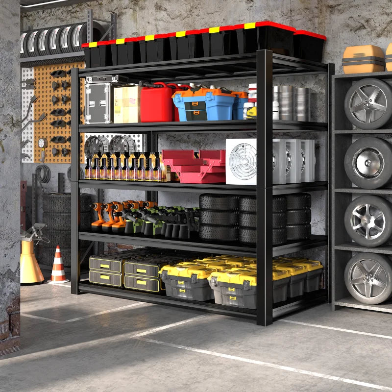 2 Packs 72.2"H Garage Storage Shelves 3000LBS Heavy Duty Rack, Industrial Shelves for Basement Warehouse