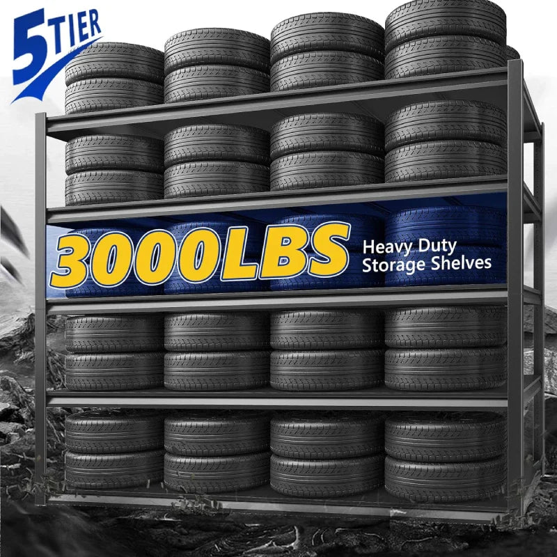 2 Packs 72.2"H Garage Storage Shelves 3000LBS Heavy Duty Rack, Industrial Shelves for Basement Warehouse