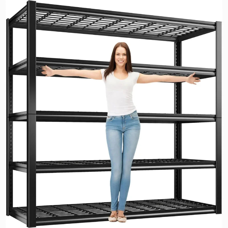 48.4"W 3000 LBS Metal Storage Shelves for Garage Inventory Shelving 5 Tiers Adjustable Basement Shelving Units for Warehouse