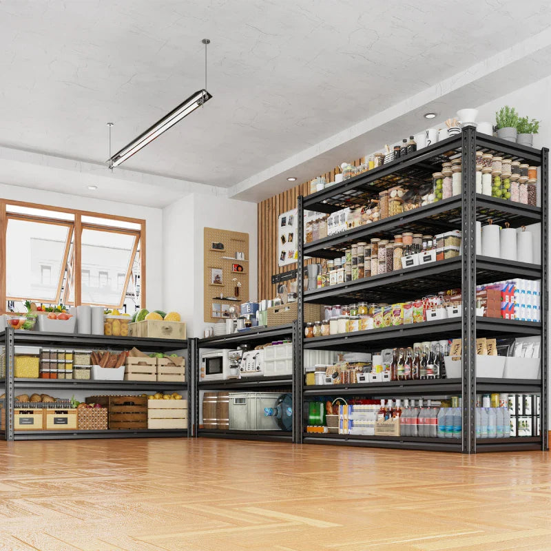 24"in X 78"in Bin Shelves 3600LBS Industrial Shelving Units 6 Tiers Black Shelf Shelves For Garage, Warehouse, Pantry Organization
