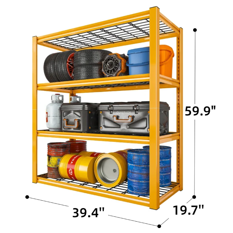 2PCS 4400 LBS Metal Garage Shelving,4 Tiers Heavy Duty Storage Shelves,Industrial Metal Storage Rack