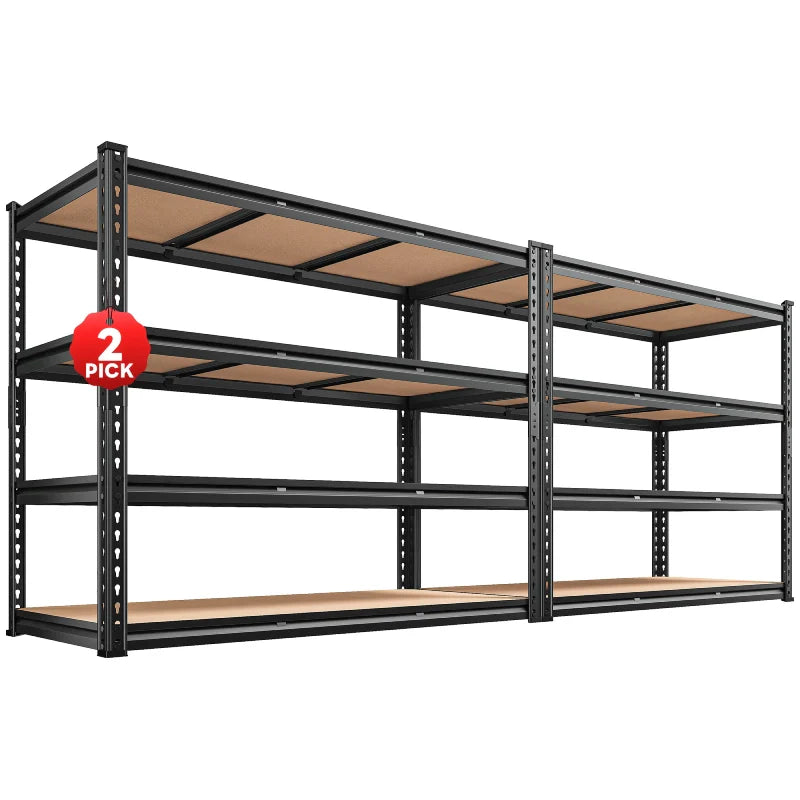 2 Pack Garage Shelf, 48.2''W Adjustable Steel Shelving Rack Load 3000lbs, Boltless Shelving for Basement Warehouse Commercial