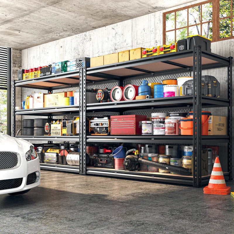 2 Pack Garage Shelf, 48.2''W Adjustable Steel Shelving Rack Load 3000lbs, Boltless Shelving for Basement Warehouse Commercial