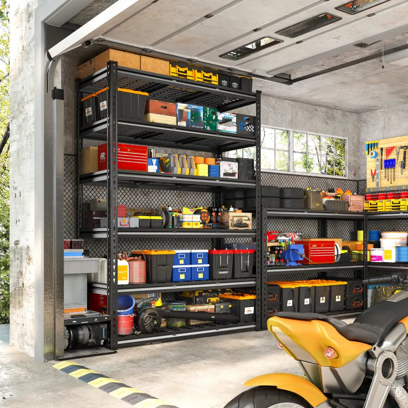 48"in x 18"in Heavy Duty Metal Shelving 3300LBS Industrial Storage Shelves 6 Tires Black Shelves Adjustable Shelving food store shelves for Garage,Warehouse,Basement