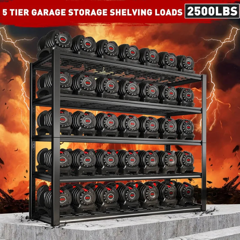 5 Tier 48"W x 72.2"H Storage Shelves for Basement 2500LBS Metal Shelving Unit for Garage, Warehouse, Industrial, basement
